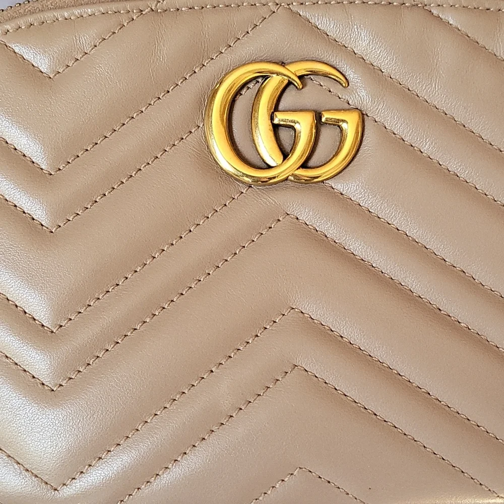 Gucci Calfskin Matelasse‎ GG Marmont Large Cosmetic Case Porcelain Rose